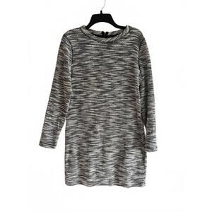 Lou And Grey Small Black And White Patterned Cozy Knit Long Sleeve Sweater Dress